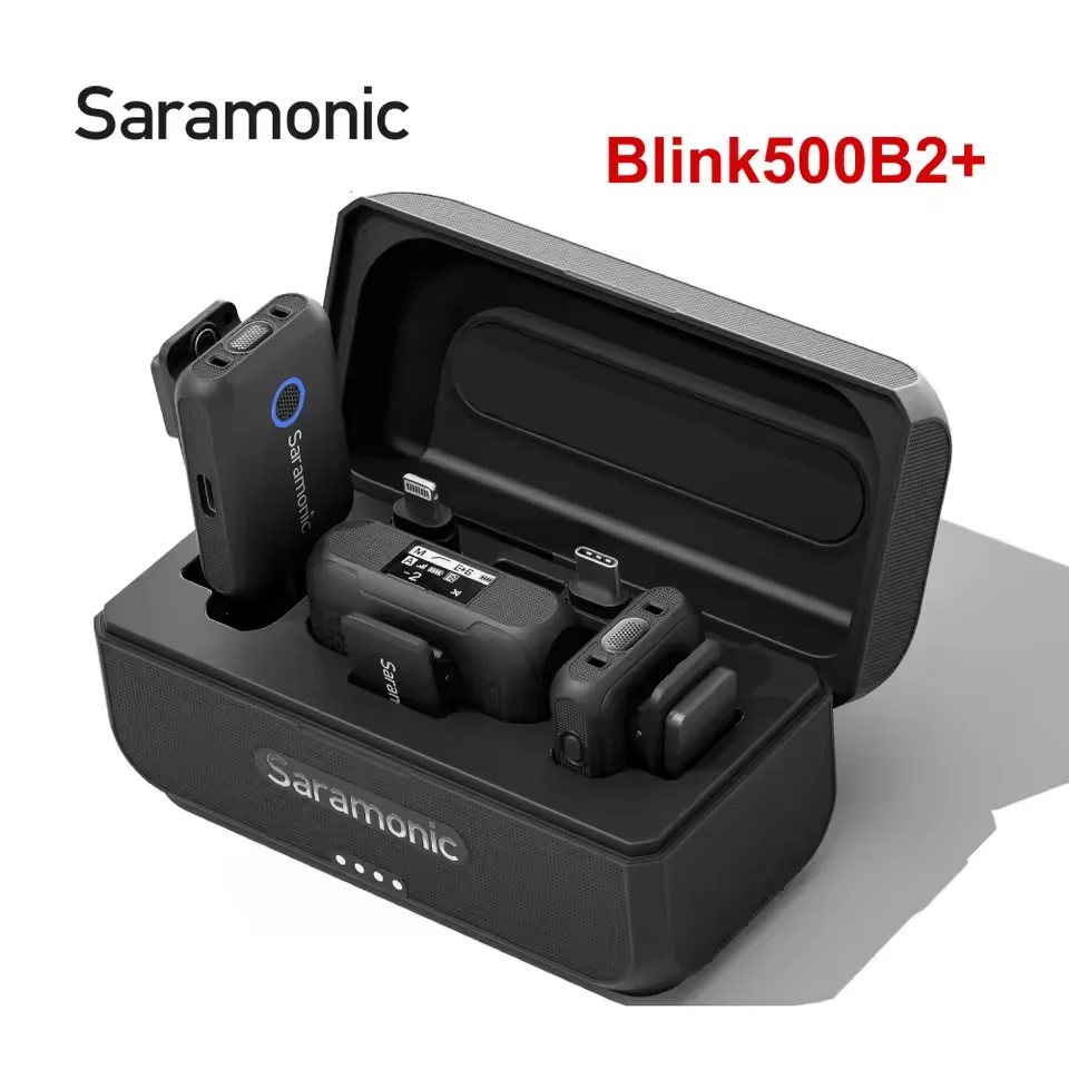 Saramonic-Microphone Lavalier sans fil Blink500B2 +, appareil photo iPhone, portée 150m, suppression du bruit, batterie 20h, Vlog Youtube