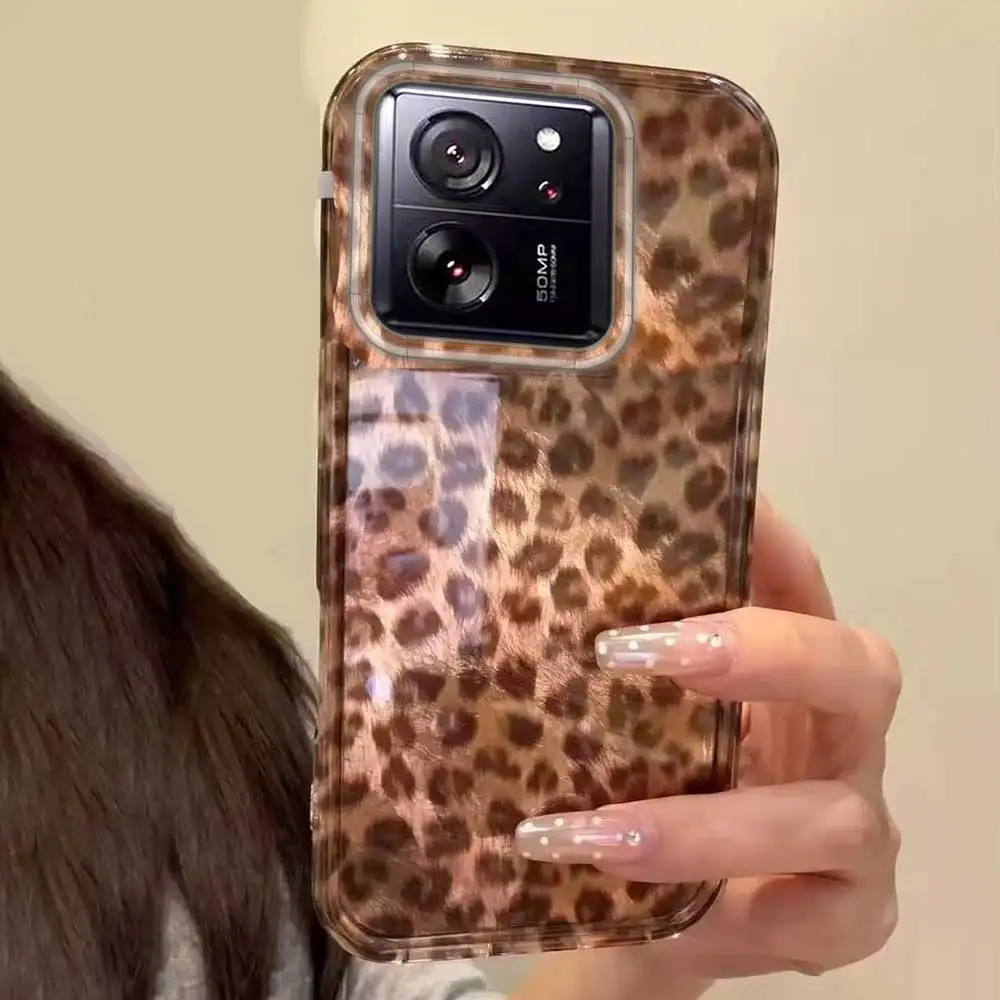 Gold Leopard Mode Frauen INS Mädchen Telefon Fall für Xiaomi 13T 14T 11 Lite NE Poco X5 M6 Pro X6 X7 X3 Pro NFC C65 C61 M5S Abdeckung