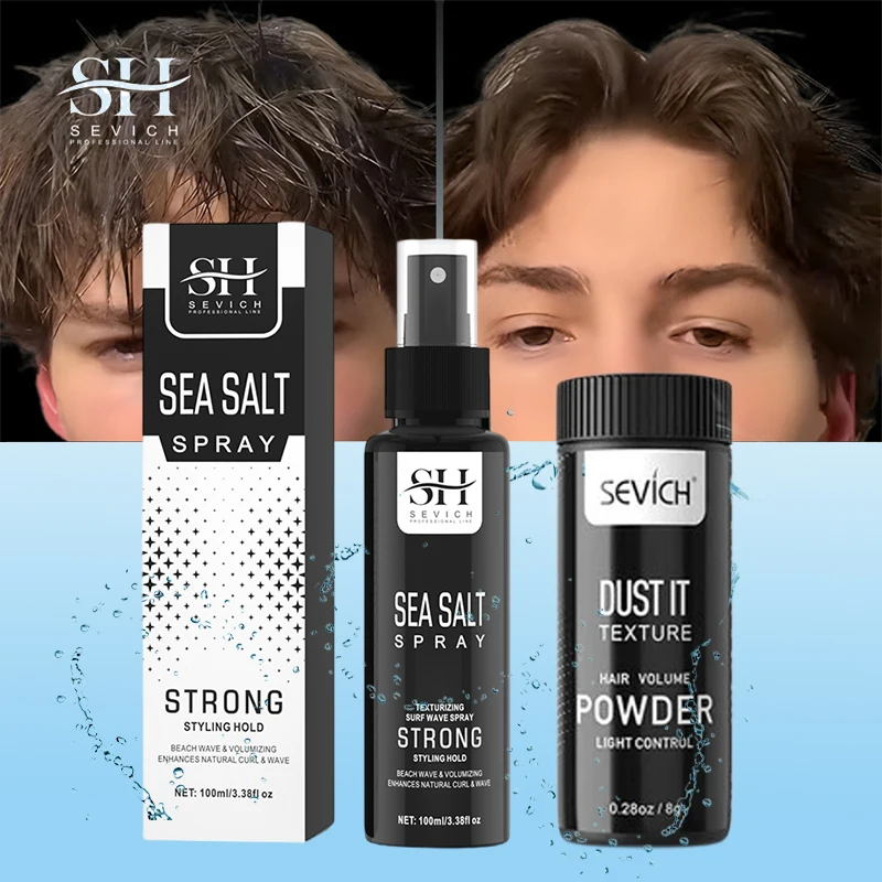 Spray de sal marina para hombres, 100ML, levanta el espray voluminizador, tratamiento del cabello seco y rizado, hidratación suave, reparación de daños, cuidado del cabello