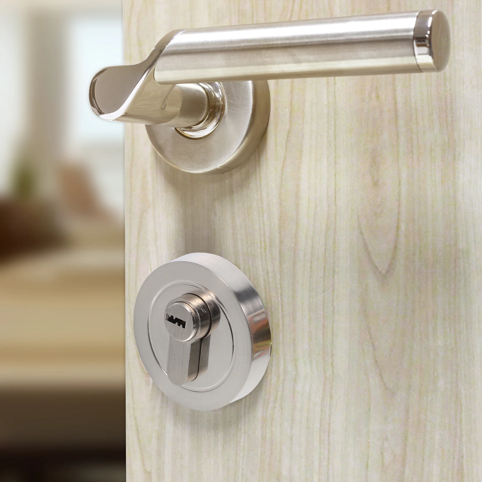 

Circular Door Lock Single Cylinder Deadbolt Zinc Alloy Bedroom Bathroom Steel Color Hidden Locks Bolt Doors Hardware