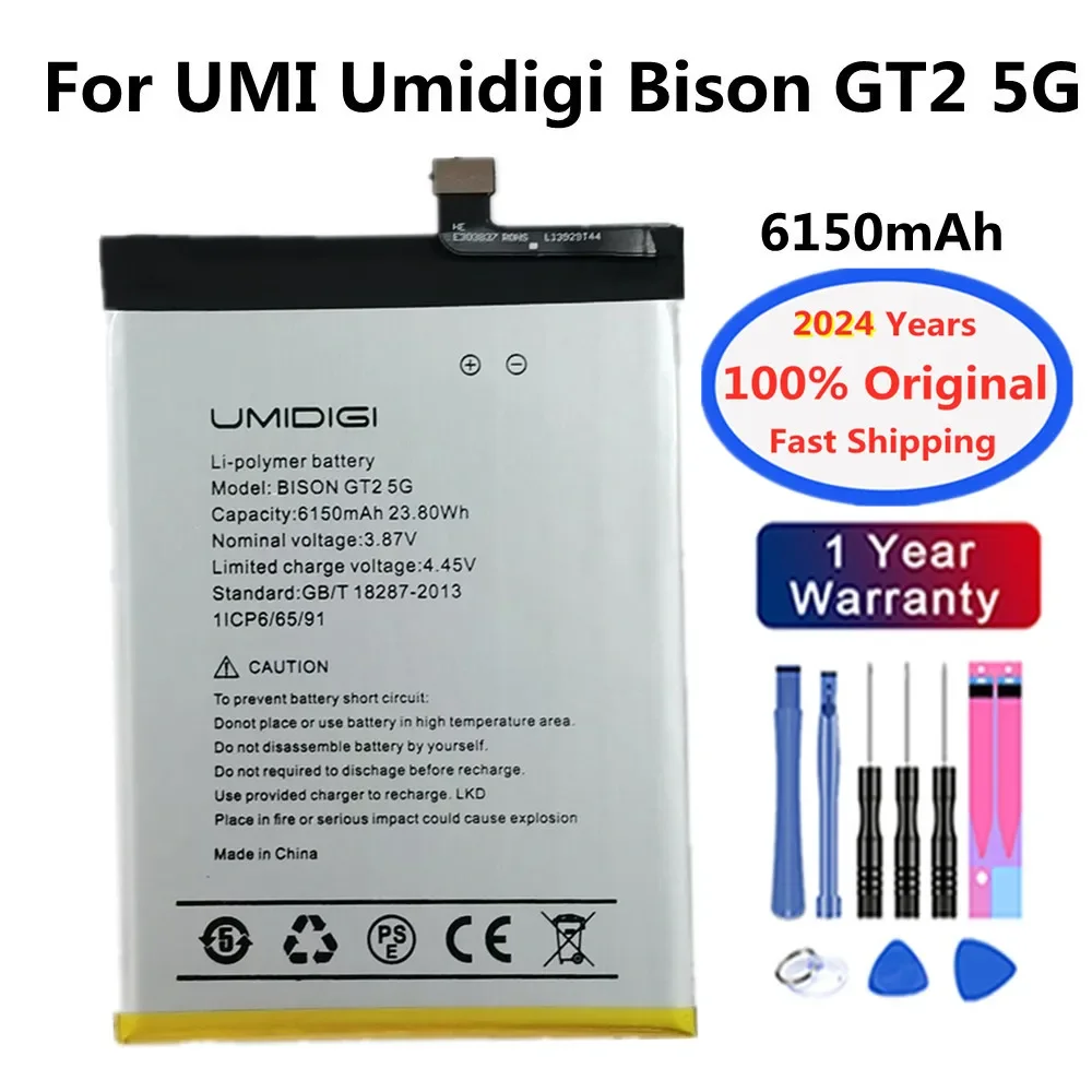 

2024 Years 6150mAh Original Battery For UMI Umidigi Bison GT2 5G Mobile Phone Bateria Battery In Stock + Tracking Number