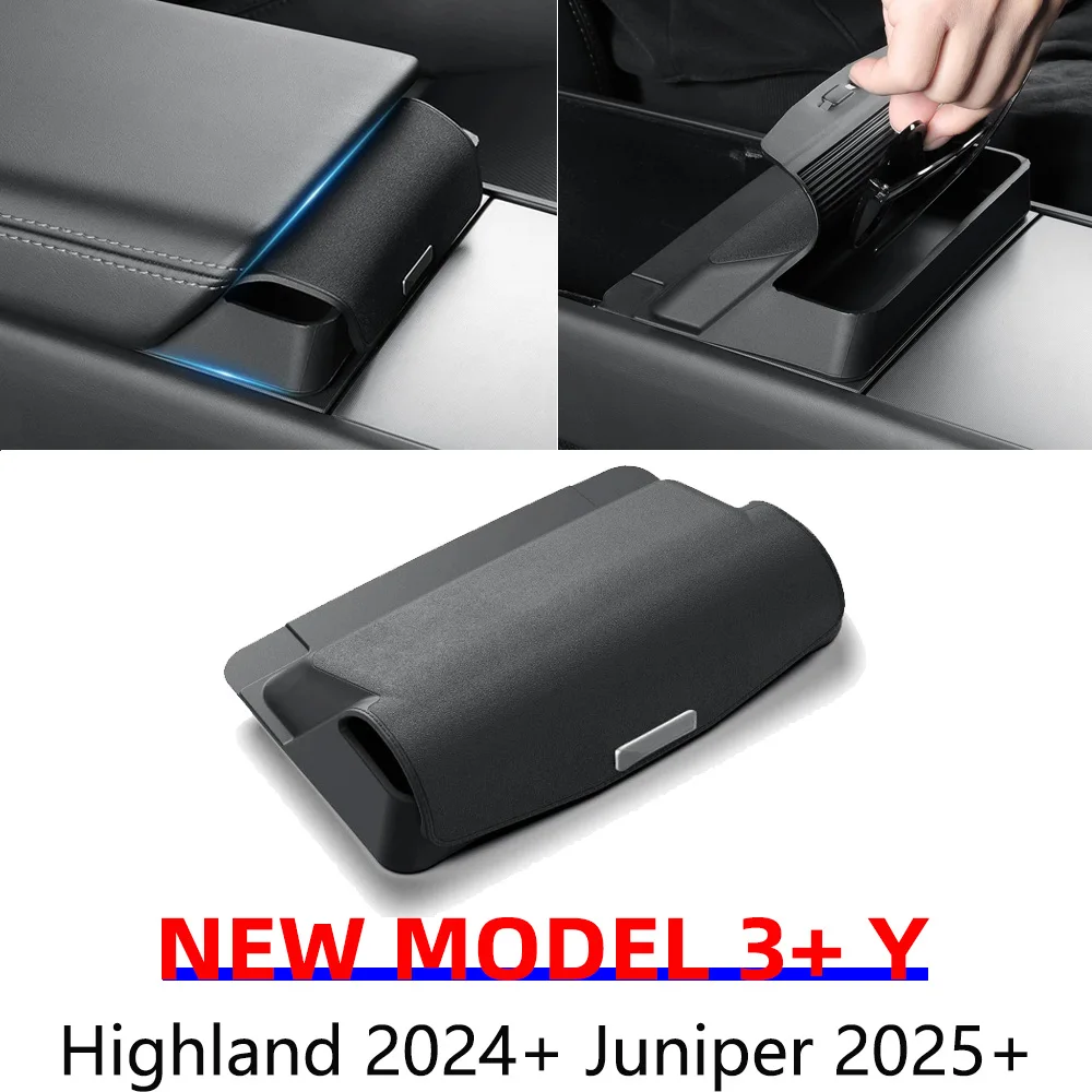 Für Tesla Neues Modell 3+ Y Juniper Highland 2025 2026 Mittelkonsolen-Aufbewahrungsfach Sonnenbrillen-Aufbewahrungsbox mit Abdeckung Zubehör