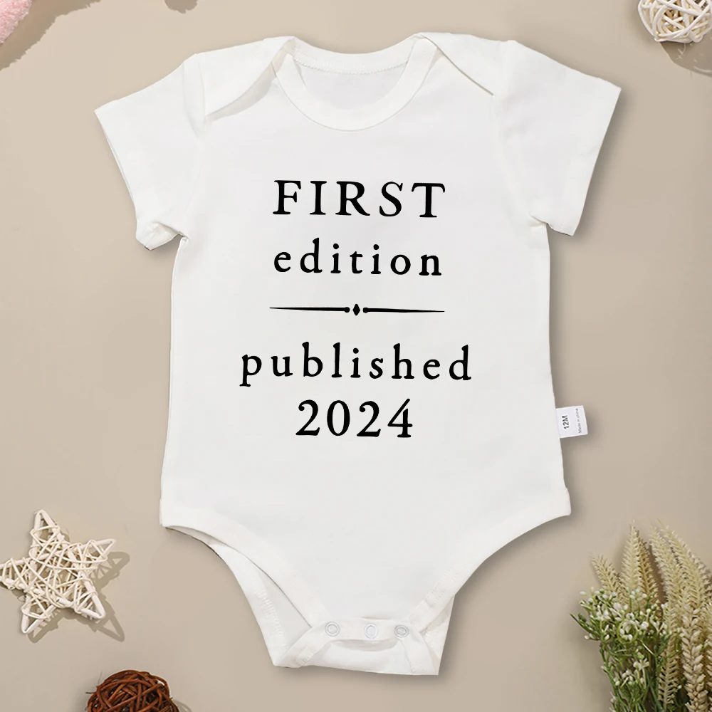 

First Edition Published 2024 Funny Newborn Clothes Pregnancy Announcement Baby Onesie High Quality Cotton Infant Bodysuit Gift