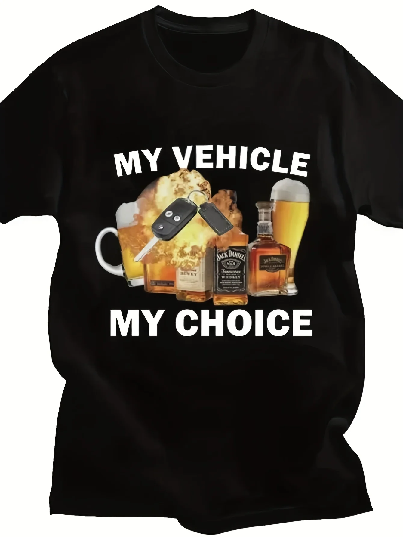 تي شيرت مضحك مطبوع عليه My Vehicle My Choice تي شيرت أنيق للقيادة في حالة سكر تي شيرت بأكمام قصيرة للرجال والنساء ملابس خروج كبيرة الحجم