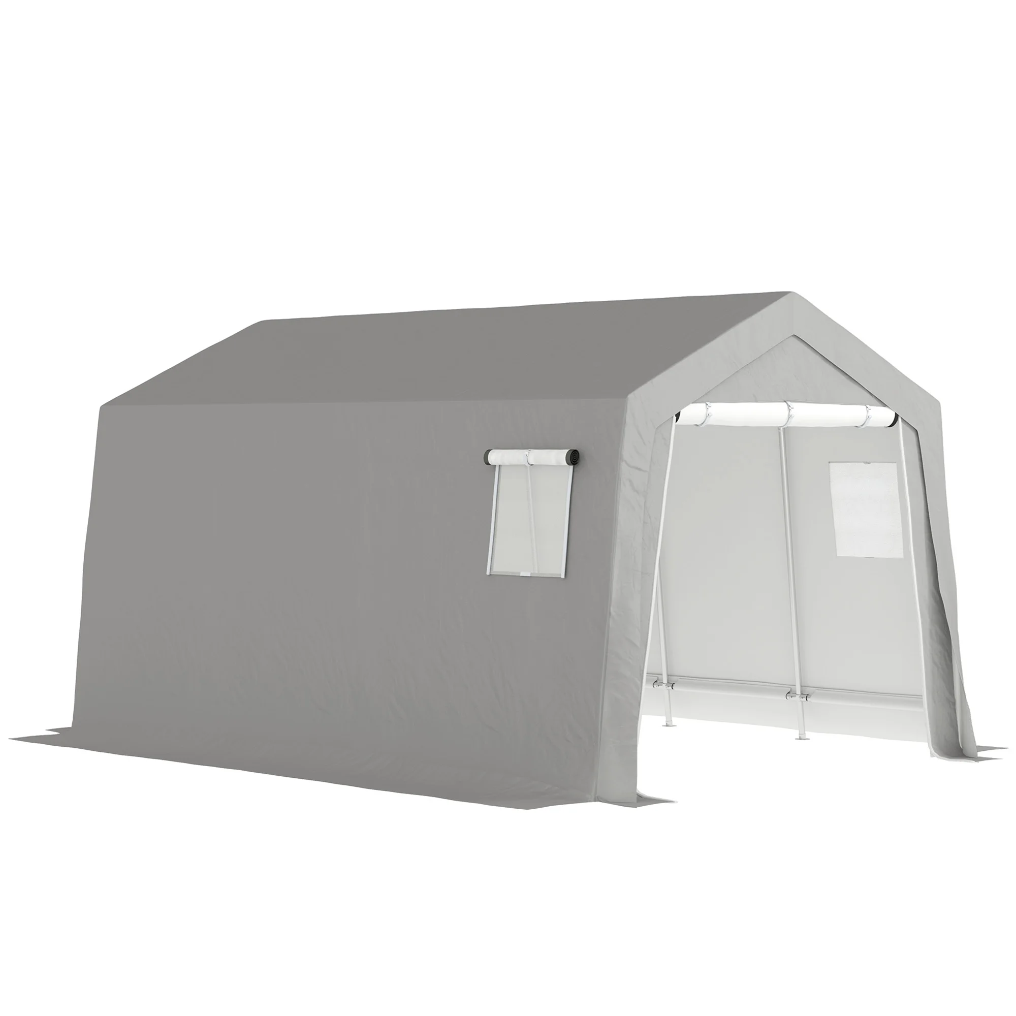 Outsunny Gerätehaus mit Satteldach wasserdicht Gerätezelt mit Türen, Fenster
