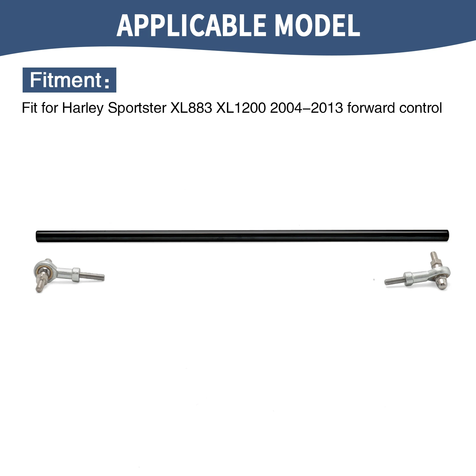 Brake Linkage Rod For Harley Sportster XL883 XL1200 2004-2013 Forward Controls – Black/Chrome Aluminum Direct Replacement view 3