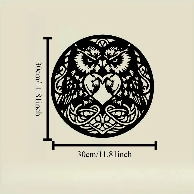 CIFBUY Metal Wall Art Celtic Circle Owls Forged Iron Ornament For Home Bar Living Room Hanging Decor Display