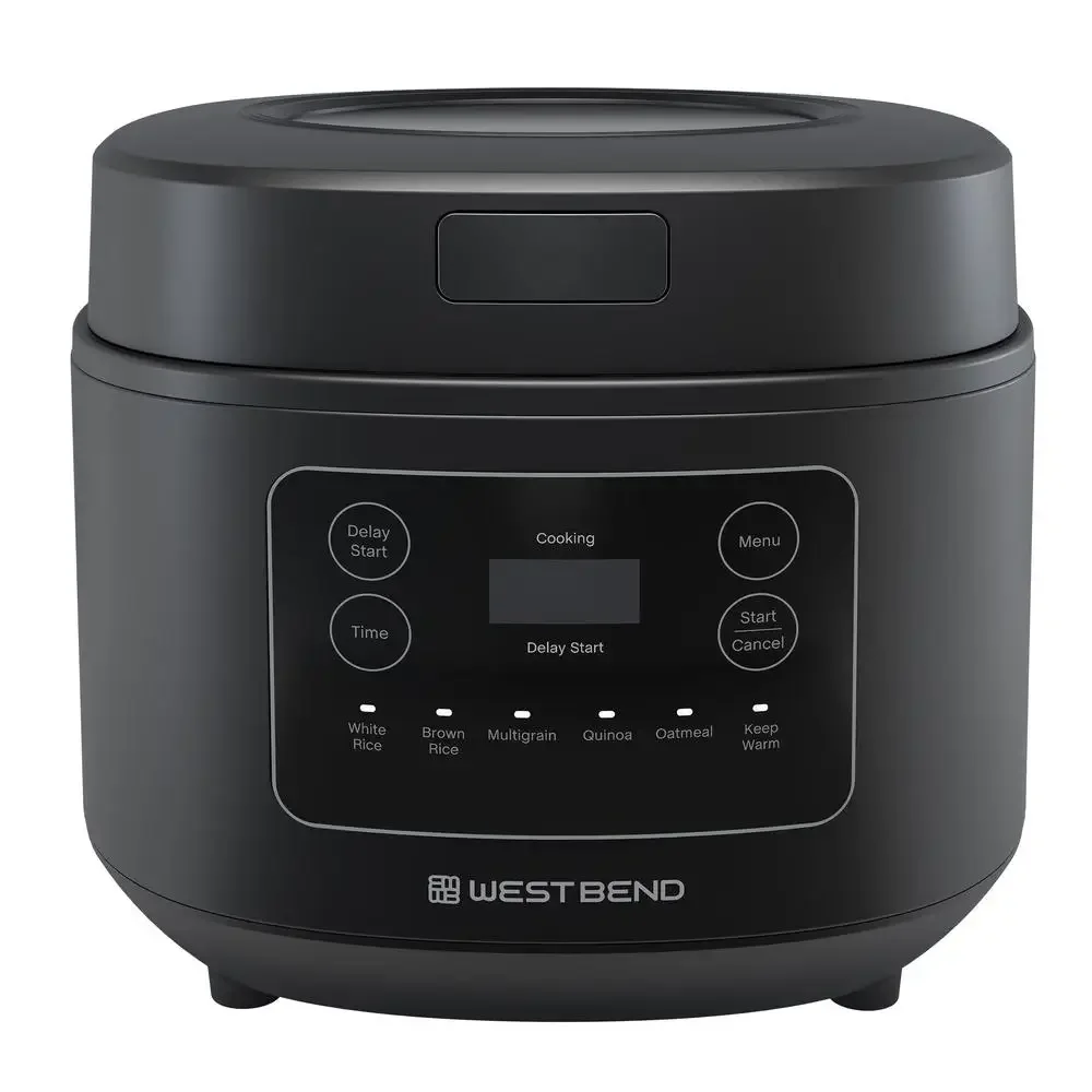 Multi-Function 12 Cup Rice Cooker LED Display Presets Timer Steam Basket Black