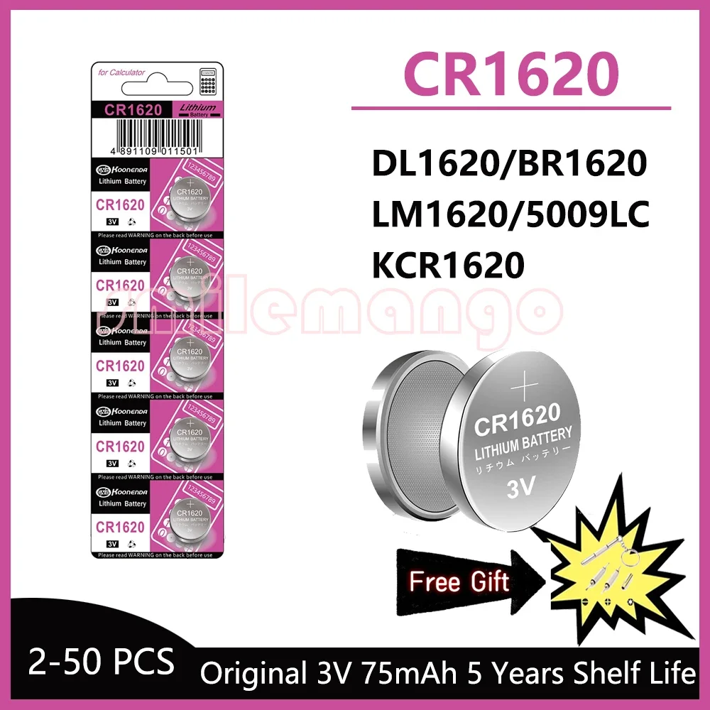 3V CR1620 battery CR 1620 button battery suitable for watches, car audio speakers, scales, shavers DL1620 BR1620 lithium cell