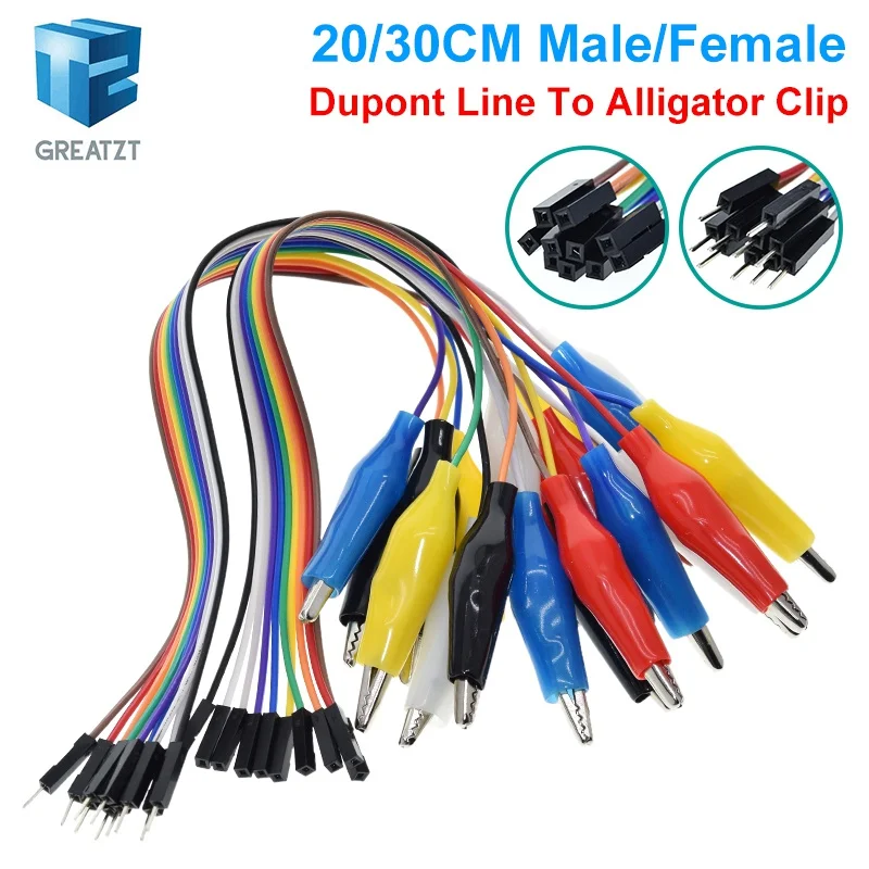 20cm 30cm 10pin Double-end Alligator Clips jump Wire Male Female Crocodile Clip Test Lead Jumper Wire Line Cable DIY Connection