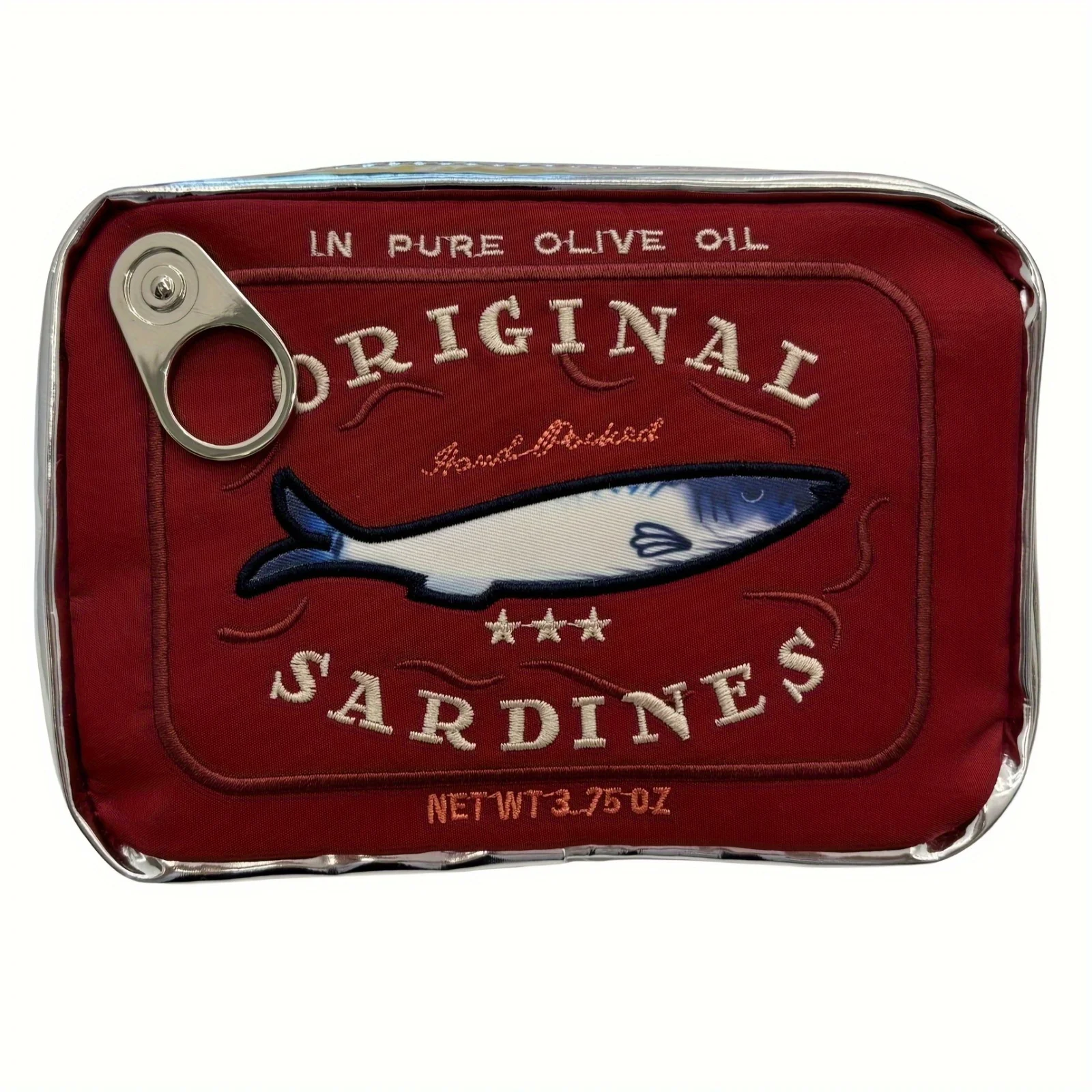 Bolsa de cosméticos original de sardinas: organizador de maquillaje con patrón de peces de gran capacidad para artículos de tocador y joyas de viaje.