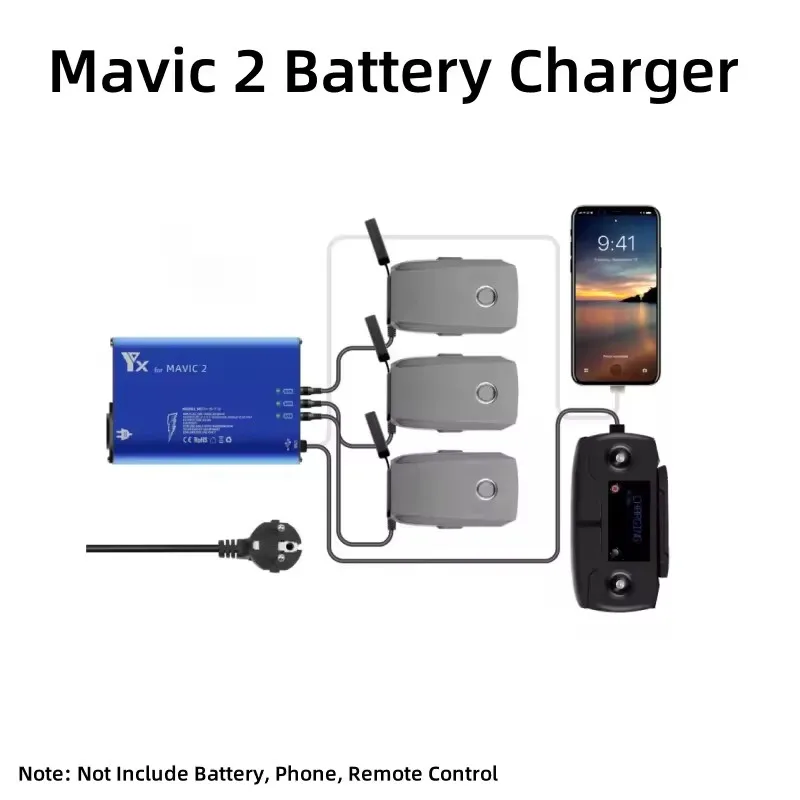 

For Mavic 2 Battery Charger Hub 5 in 1 Charging Hub Compatible Mavic 2 Pro/Zoom Drone Battery Parallel Intelligent Rapid Charger