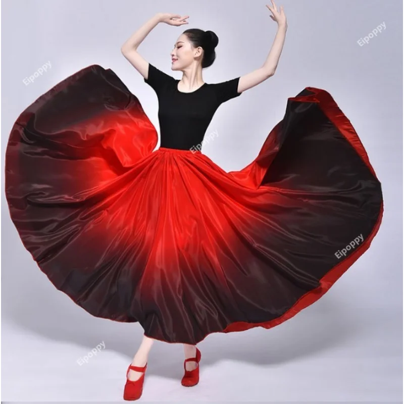 classic style woman fashion bullfight dancing skirt lady belly dancing gradient long skirt flamenco skirt