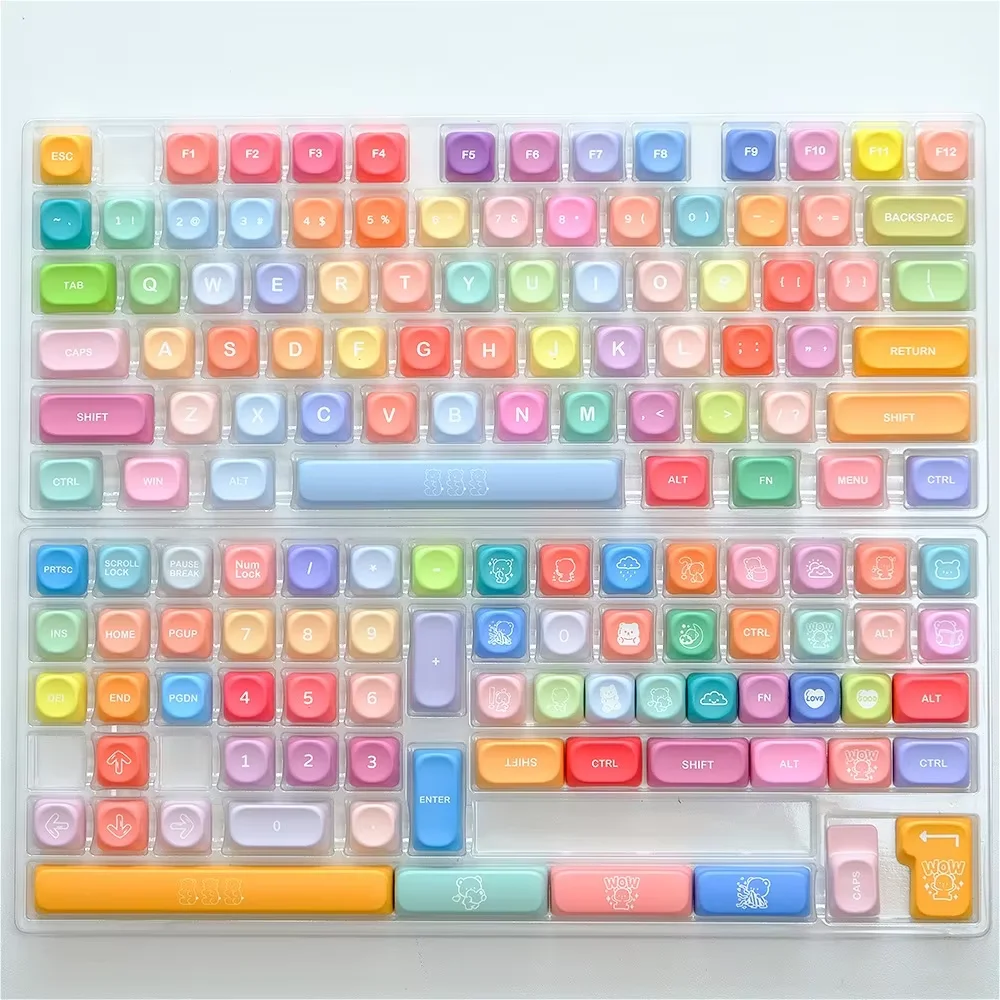 Imagem -05 - Teclas Tema de Urso Goma Cor Pbt Cinco Lados Sublimação Keycap Moa Forma Adequado para Teclado Mecânico de Jogo mx Switch 141