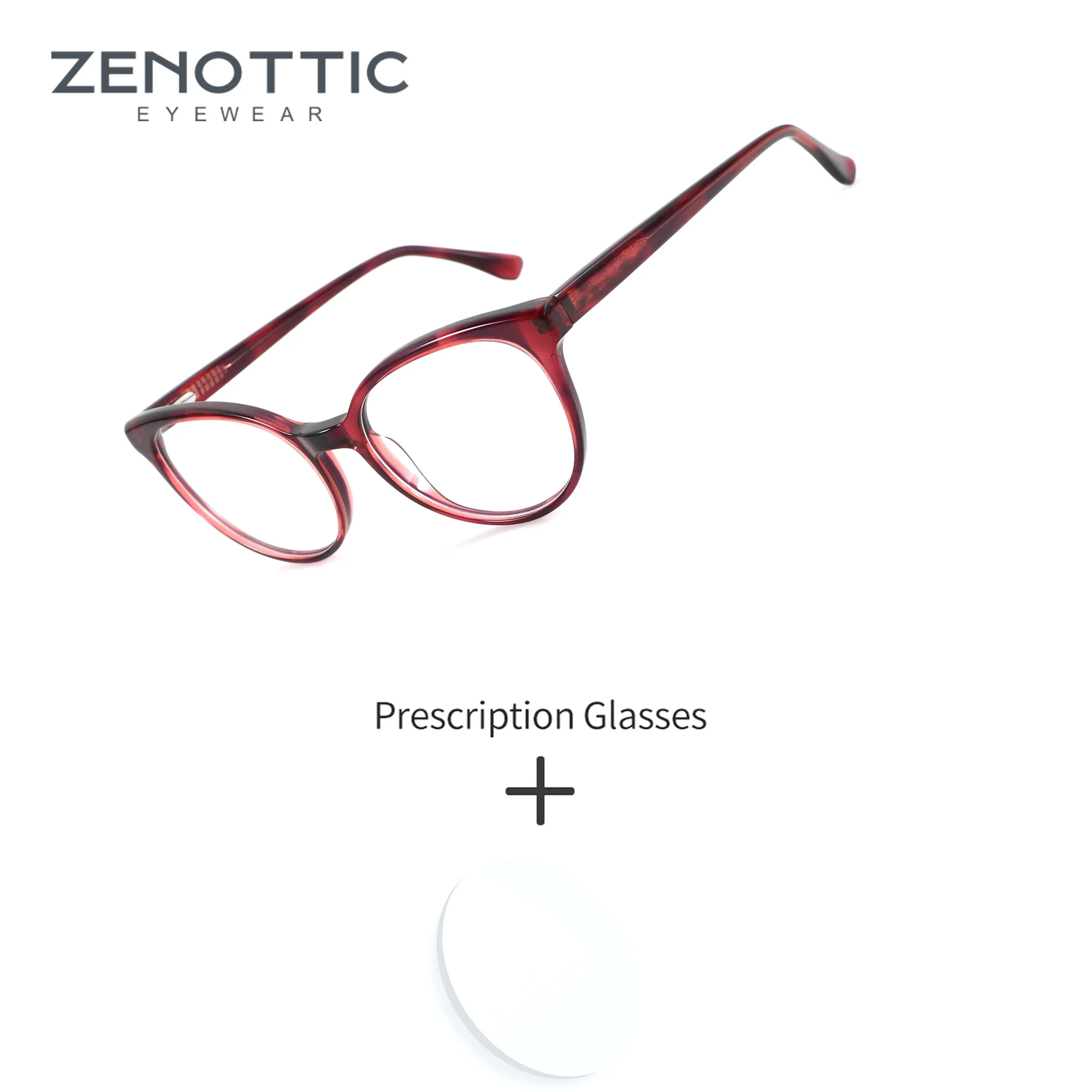 ZENOTTIC S Size Round Acetate For Women Prescription Glasses Progressive Lenses Blue Light Filter Reading Time Eyeglasses
