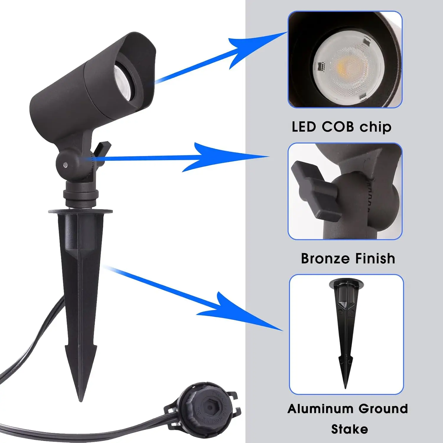 Low Voltage 12V LED Landscape Lights Warm White 3000K 4W 175LM Outdoor Waterproof Garden Pathway Spotlights Spike Stand 6 Pack C view 4