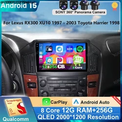 For Lexus Harrier RX300 XU10 1997 - 2003 4G LTE DVD DSP Autoradio QLED Android 15 Multimedia GPS Car Radio Qualcomm BT Stereo