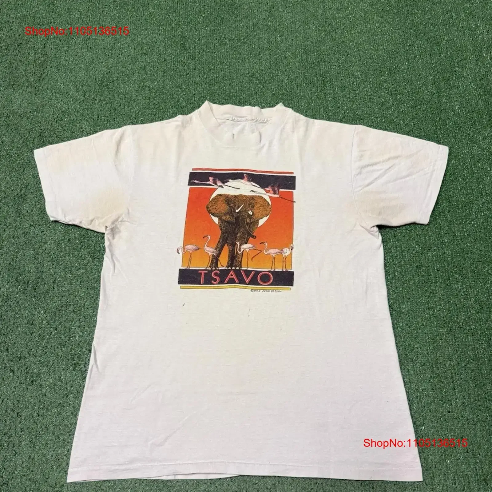

Vintage 80s Tsavo National Park T Shirt Mens Size Large White Nature Animal MARKED vintage Washed Unisex Comfortable Casual