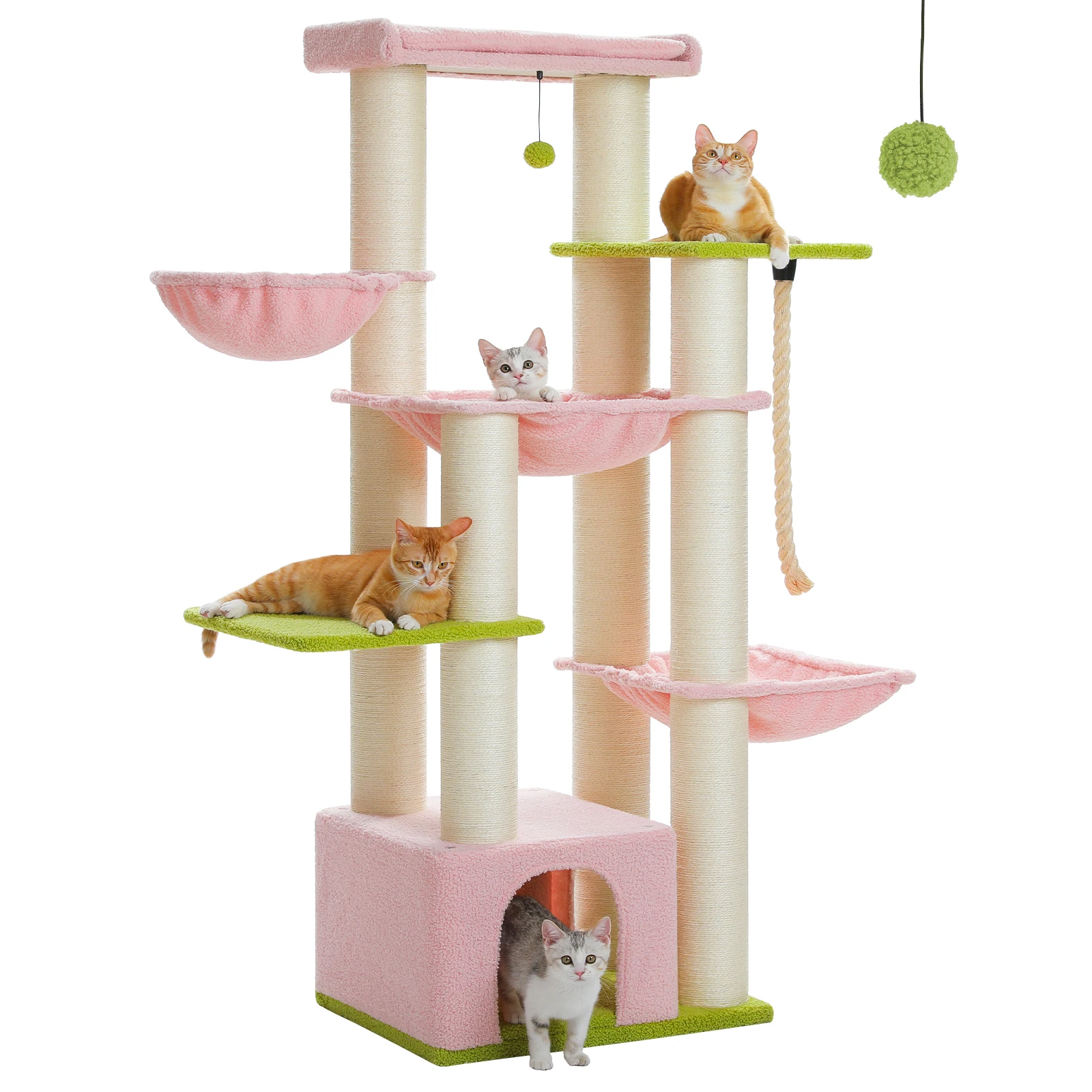 Grote Krabpaal Toren voor Grote Katten Robuust met Verschillende Niveaus Kattenhuis Klimboom met Hangmat 11 Sisal Berichten Grote Baars