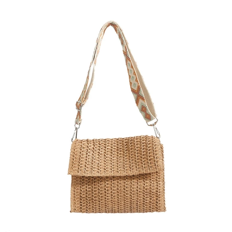 

E8FB Summer Straw Bag Vacation Crossbody Bags Lightweight Handwoven Shoulder Purse