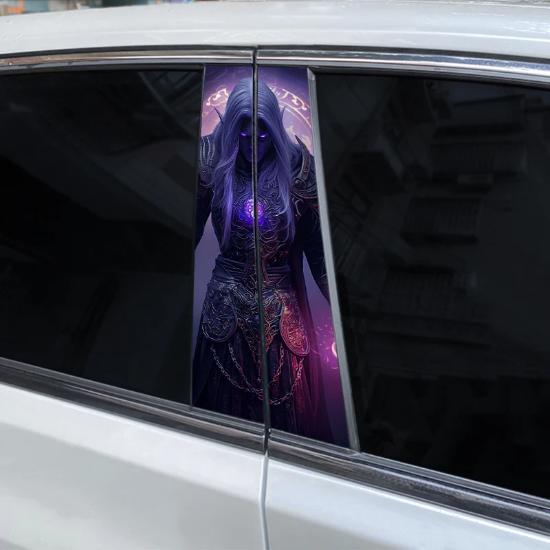 2 шт., рыцарский фехтовальщик, наклейка на автомобильную стойку B, сделай сам, наклейка на центральную стойку автомобиля, виниловая водонепроницаемая декоративная наклейка на дверную стойку автомобиля