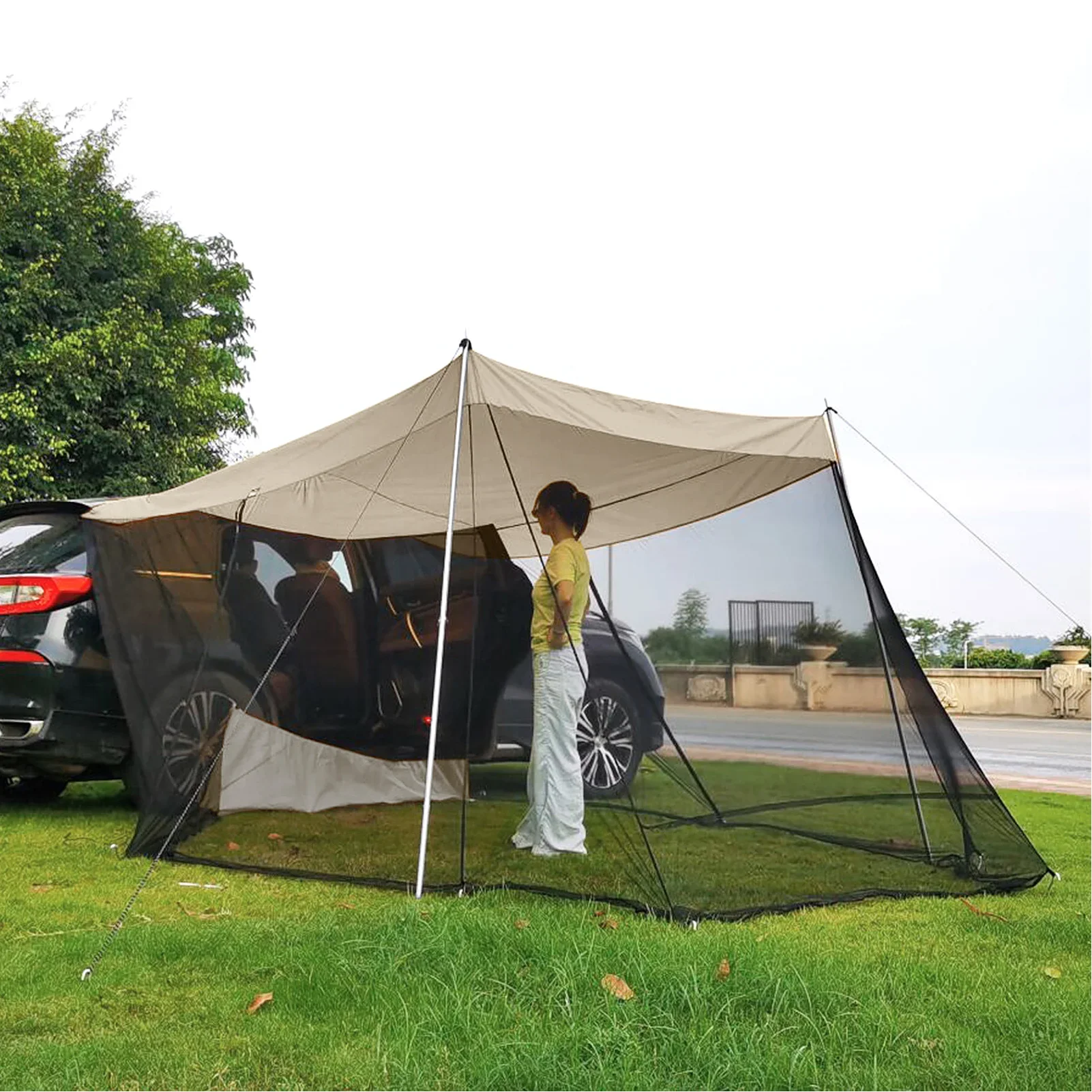 Outdoor Car Rear Tent for Camping and Protection from Mosquitoes SUV Car Wild Camping Tent Trunk Side Canopy