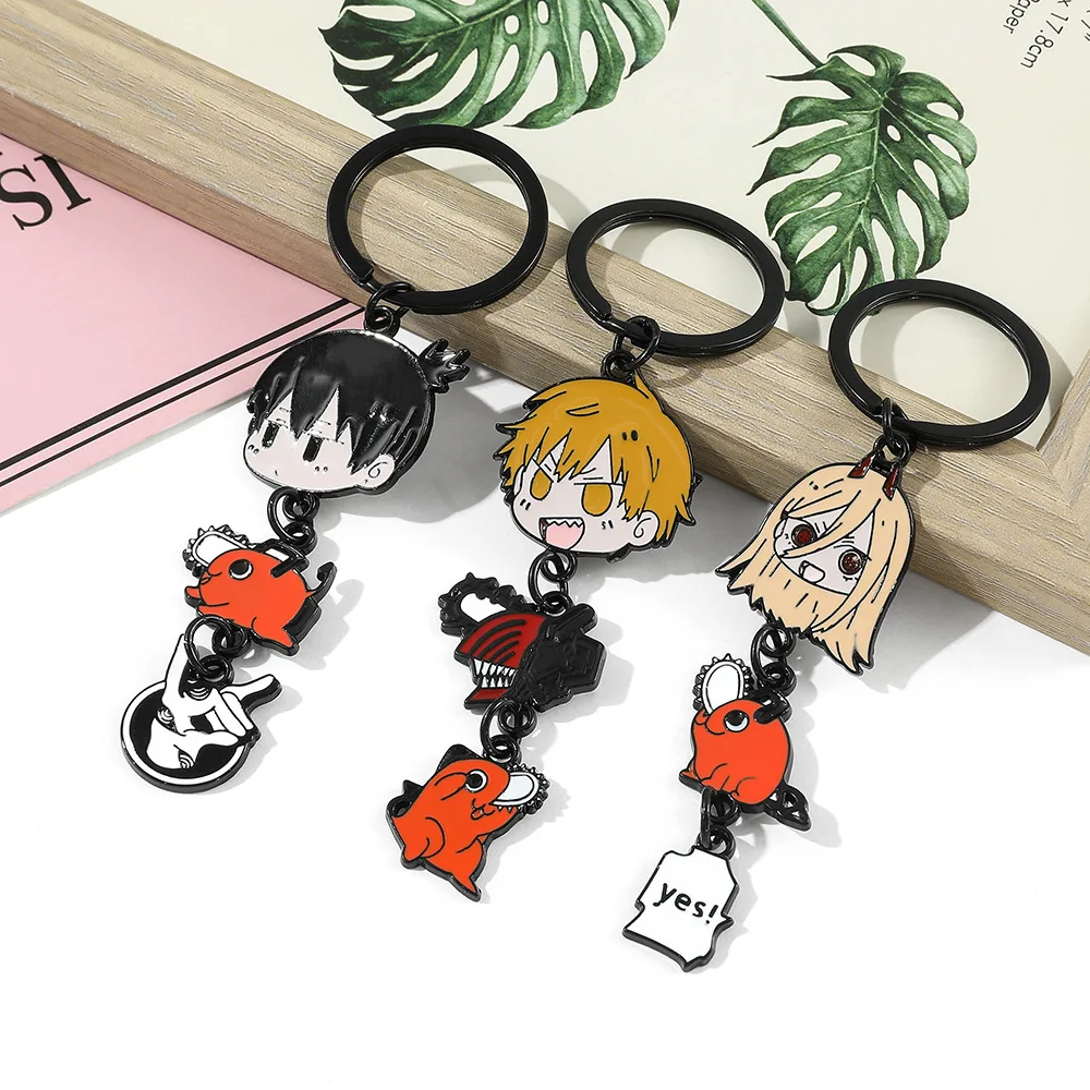 Hot Manga Anime Chainsaw Man Keychain Cosplay Kawaii Figures Pochita Power Angel Metal chain Pendant Charm Key Chain Llaveros