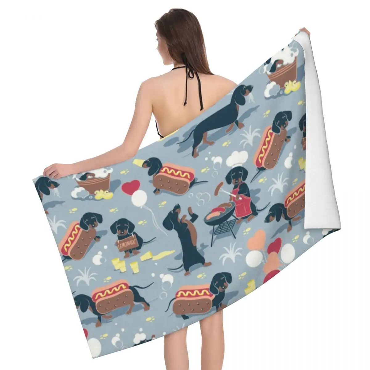 

Dachshund Dogs Bath Beach Towel Microfiber Badger Sausage Wiener Travelling Swimming Camping Towels