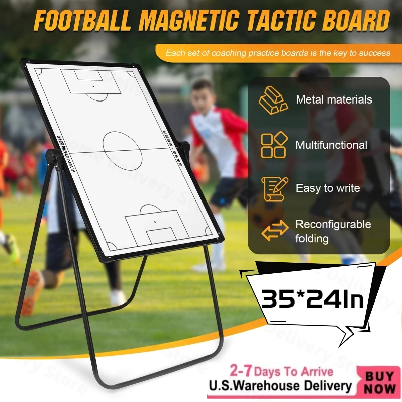 لوحة مدرب كرة القدم المغناطيسية لوحة قائمة حافظة محمولة مجموعة لوحة مغناطيسية تكتيكية مع قطع علامة وقلم وممحاة #1