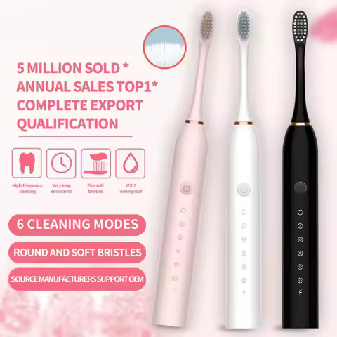 Sonic Electric Toothbrush for Adults IPX7 Waterproof DuPont Brush Head USB Rechargeable High Frequency Cleaning 6 Cleaning Modes