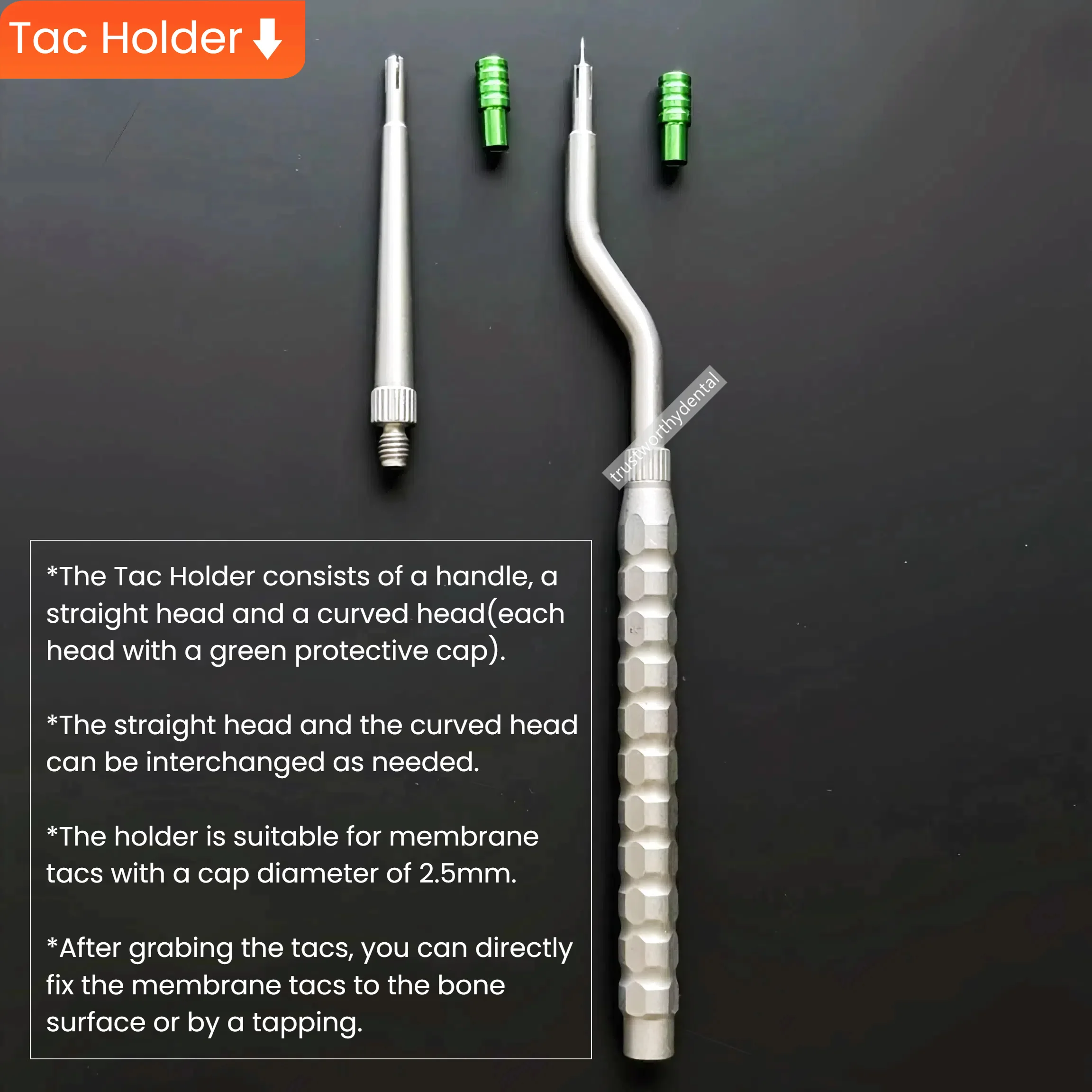 Dental GBR Bone Tack Membrane Fixation Tac Kit Titanium Driver Pin Case Alloy Fixation Stabilization Flat Headed Nail 3.75mm 5mm