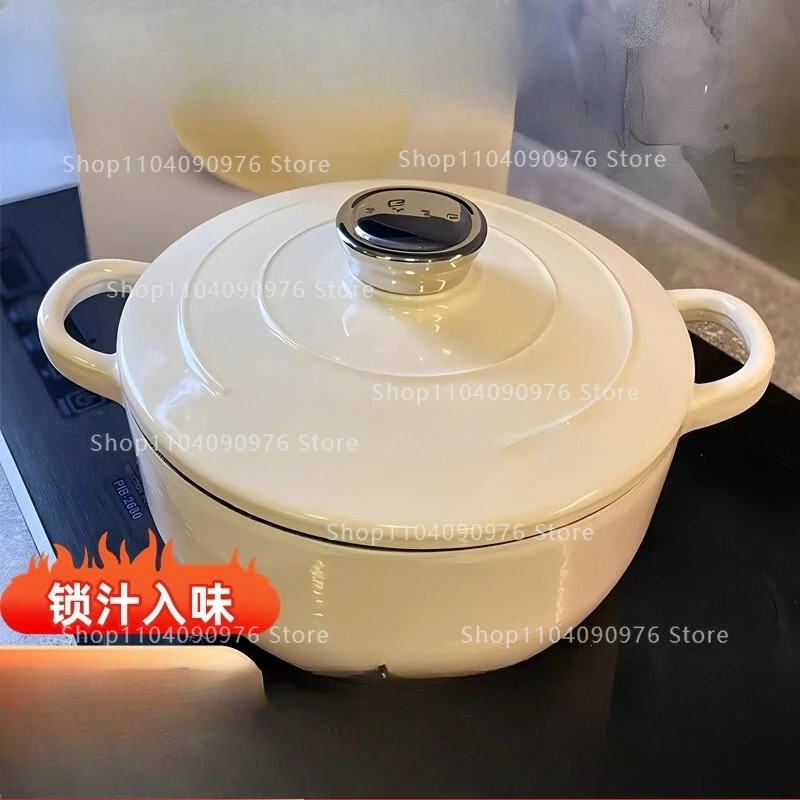 

24CM Enameled Cast Iron Dutch Oven Pot For Stew Soup Braising Kitchen Stove Oven Safe