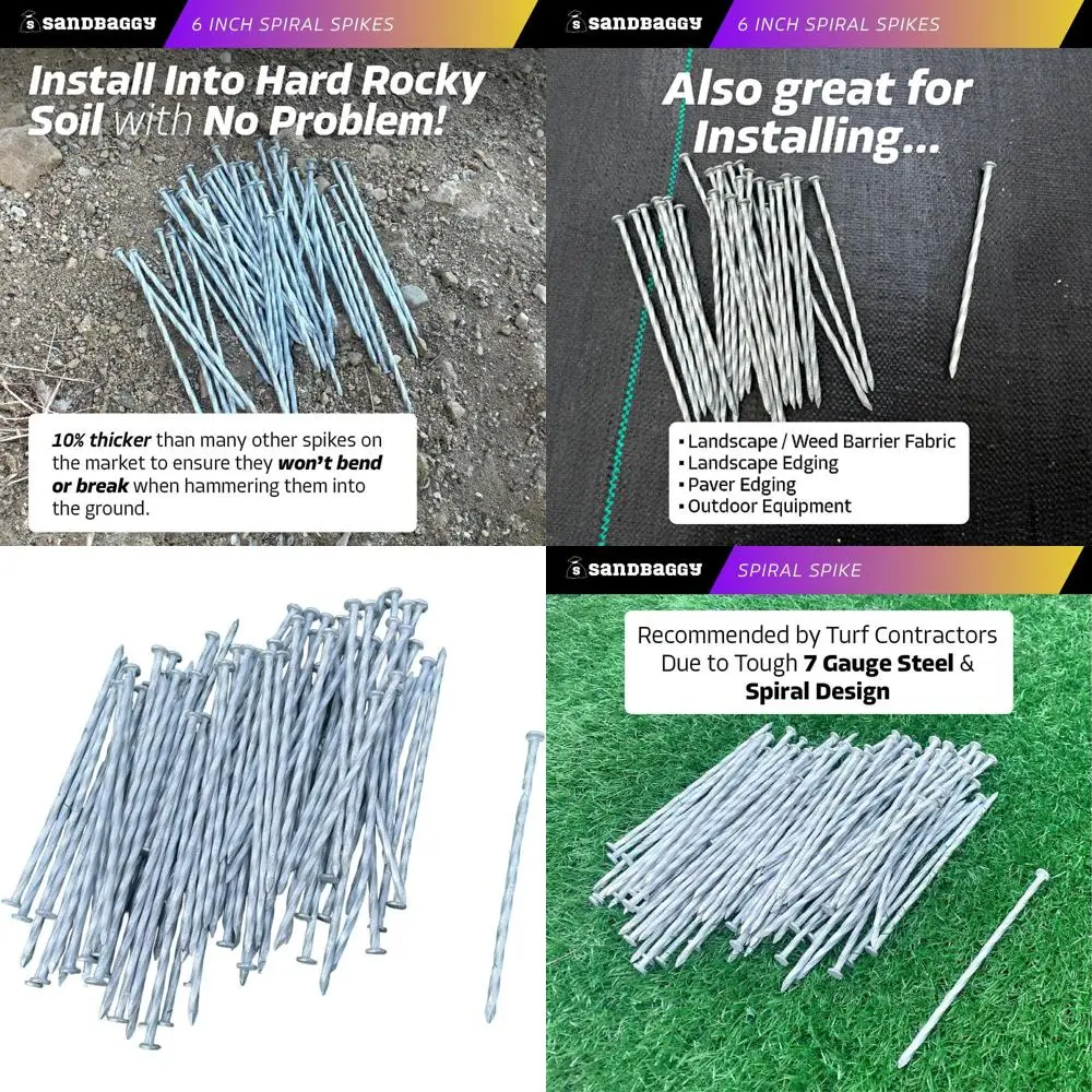 

6-дюймовые оцинкованные стальные спиральные колышки для искусственной травы, окантовки газонов и агроткани для борьбы с сорняками