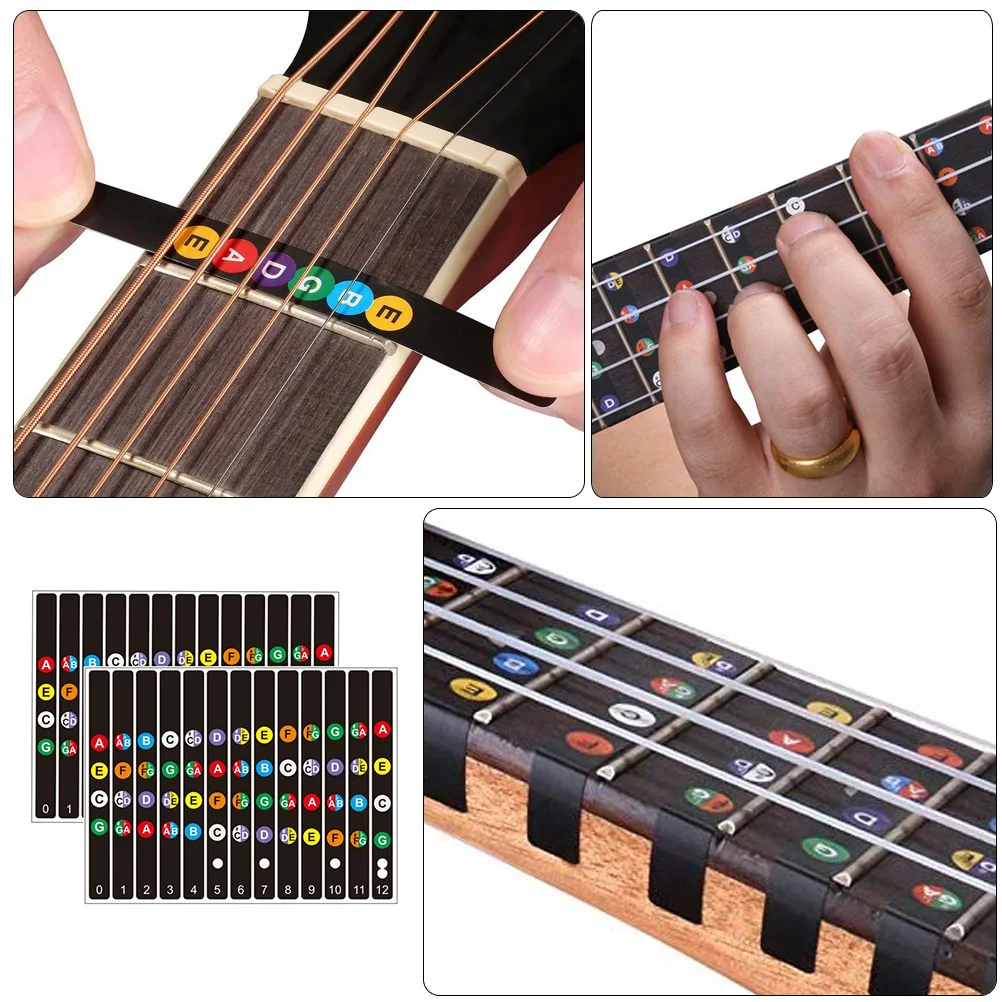 

2set Guitar Scale Stickers 2 Sets Durable Learning Sticker For Beginners Fretboard Practice Tool Note Sign Introductory