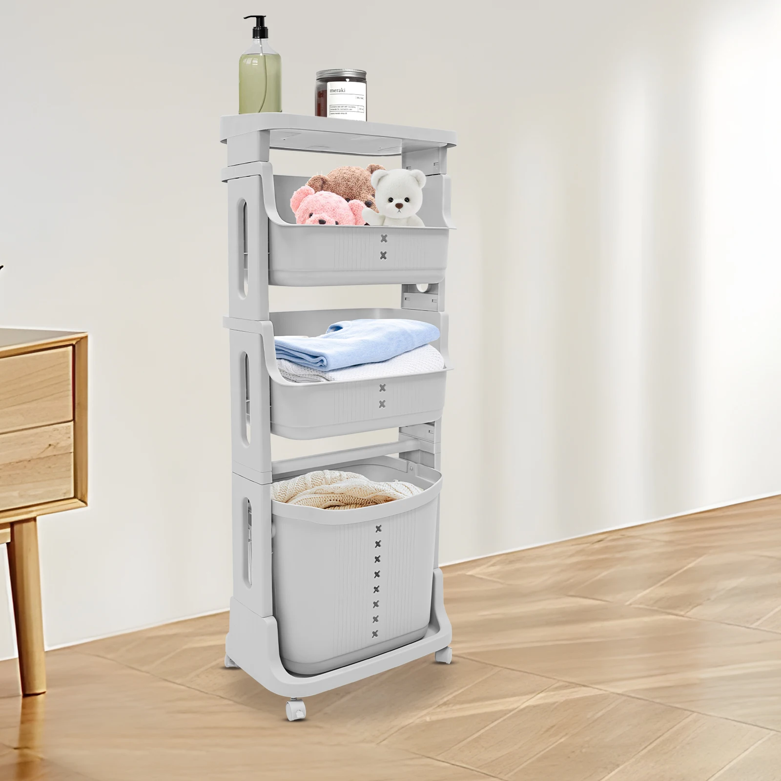 

Laundry Hampers Laundry Baskets Dirty Clothes Hamper with Wheels and Handle Tall Drak Gery