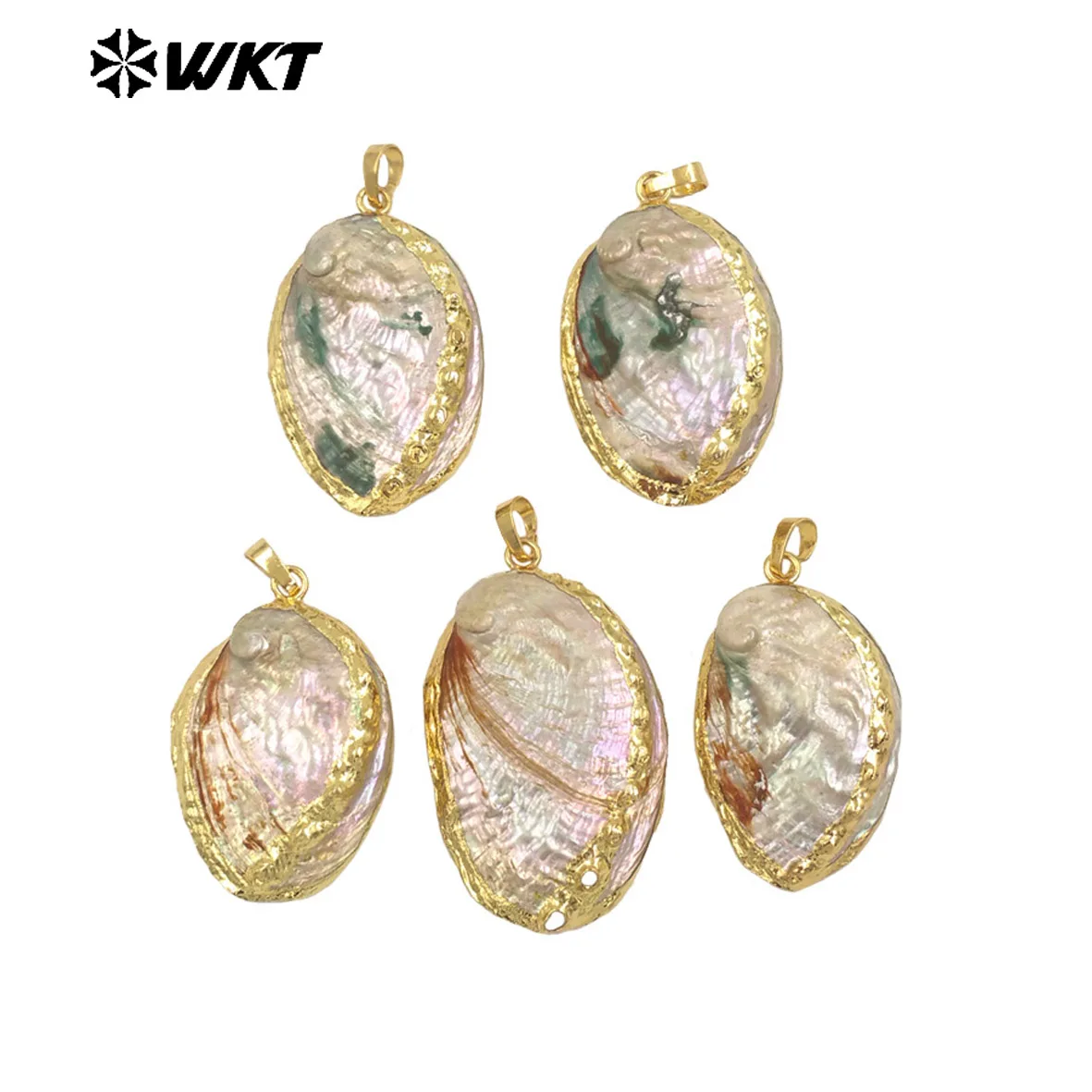 WT-JP393 New Coming Gorgeous Abalone Shell Irregular Shape Pendant With 18k Real Gold Plated For Lady Decoration