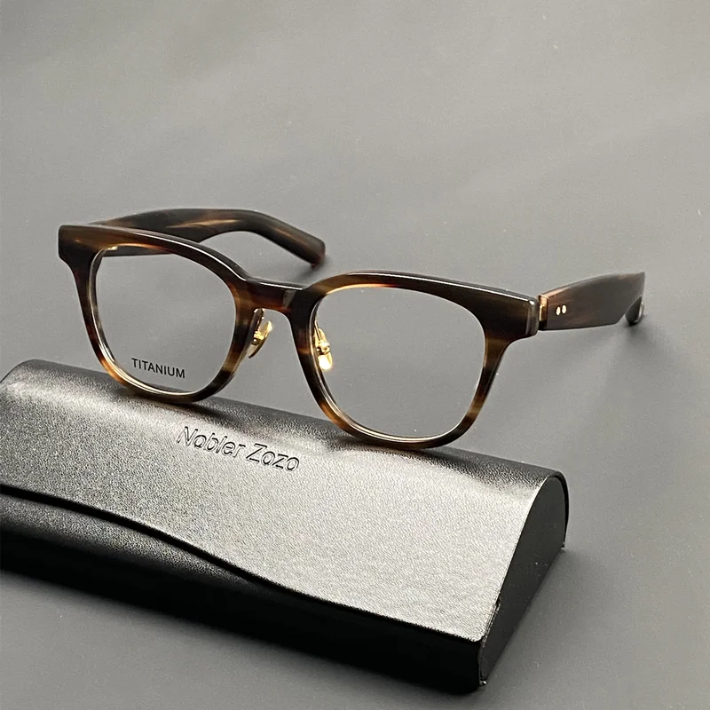 

High quality acetate men's eyeglasses frame Square myopia prescription glasses spring leg no pinch face optical glasses frame