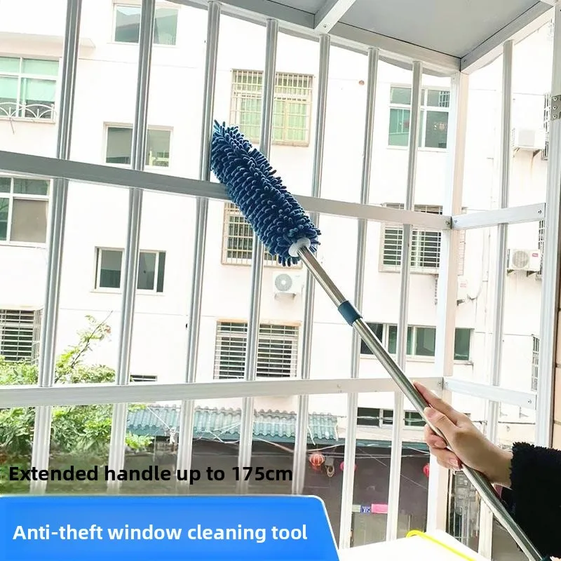

Stainl Steel Window Cleaning Tool Anti-Theft Window Sill Bru Home Dust Removal Cleaning Device Flat Head Chenille Head