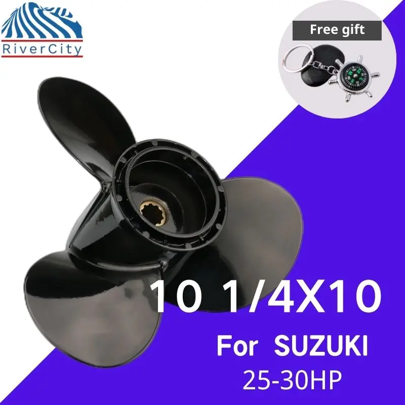 10 1/4x10 Outboard Propeller For SUZUKI 20hp 25hp 30hp Boat Aluminum Alloy Screw 3 Blade 10 Spline Marine Engine Part