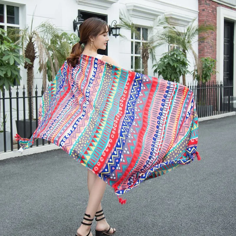 Beach Scarf Sunscreen shawl Designer Hair Print Head Large Handkerchief Shawl Women bandanna foulard muffler wrap wholesale