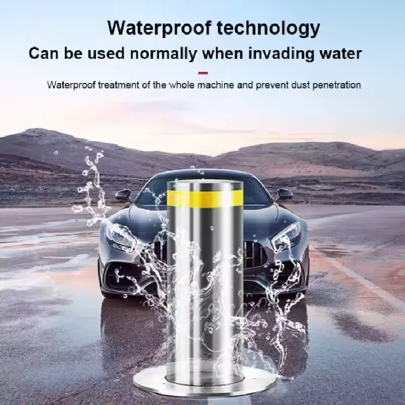 Vehicle Access Control Stainless Steel Reflective Tape Road Parking Bollards Automatic Hydraulic Lifting Column Car Park System