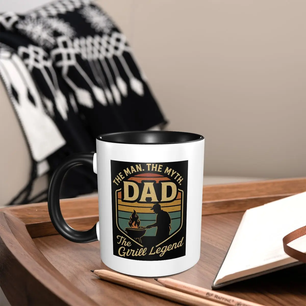 Dad The Man The Myth Grill Master Legend Mug Funny Ceramic Coffee Cups Tea Mugs Milk Cup Drinkware Gift for Friends