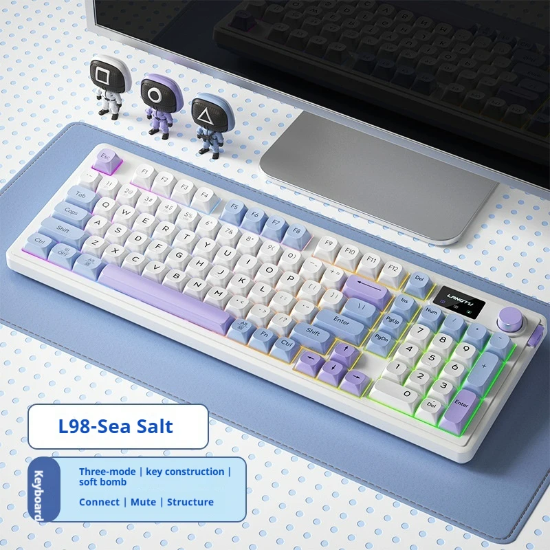 Langtu L98 Wired Rgb Wireless Bluetooth The Third Mock Examination 98 Key Film Keyboard Competitive Game Office Mute Keyboard