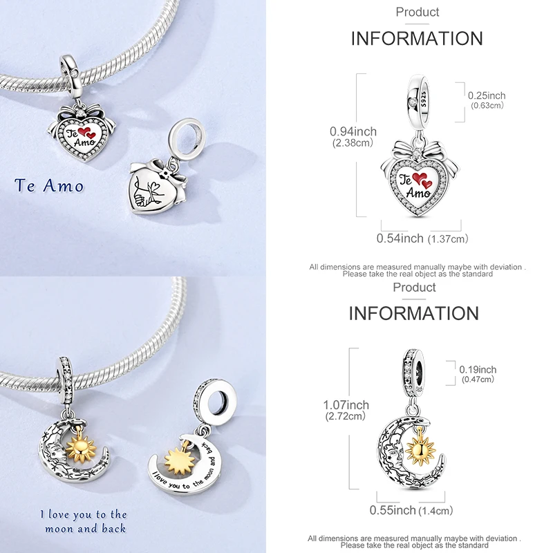 925 Sterling Silber Charm-Perlen Tagebuch Film Haus Sonne Mond Flugzeug Reise Kaffee DIY Armband Halskette Schmuck Geschenk für Frauen – Detail 3