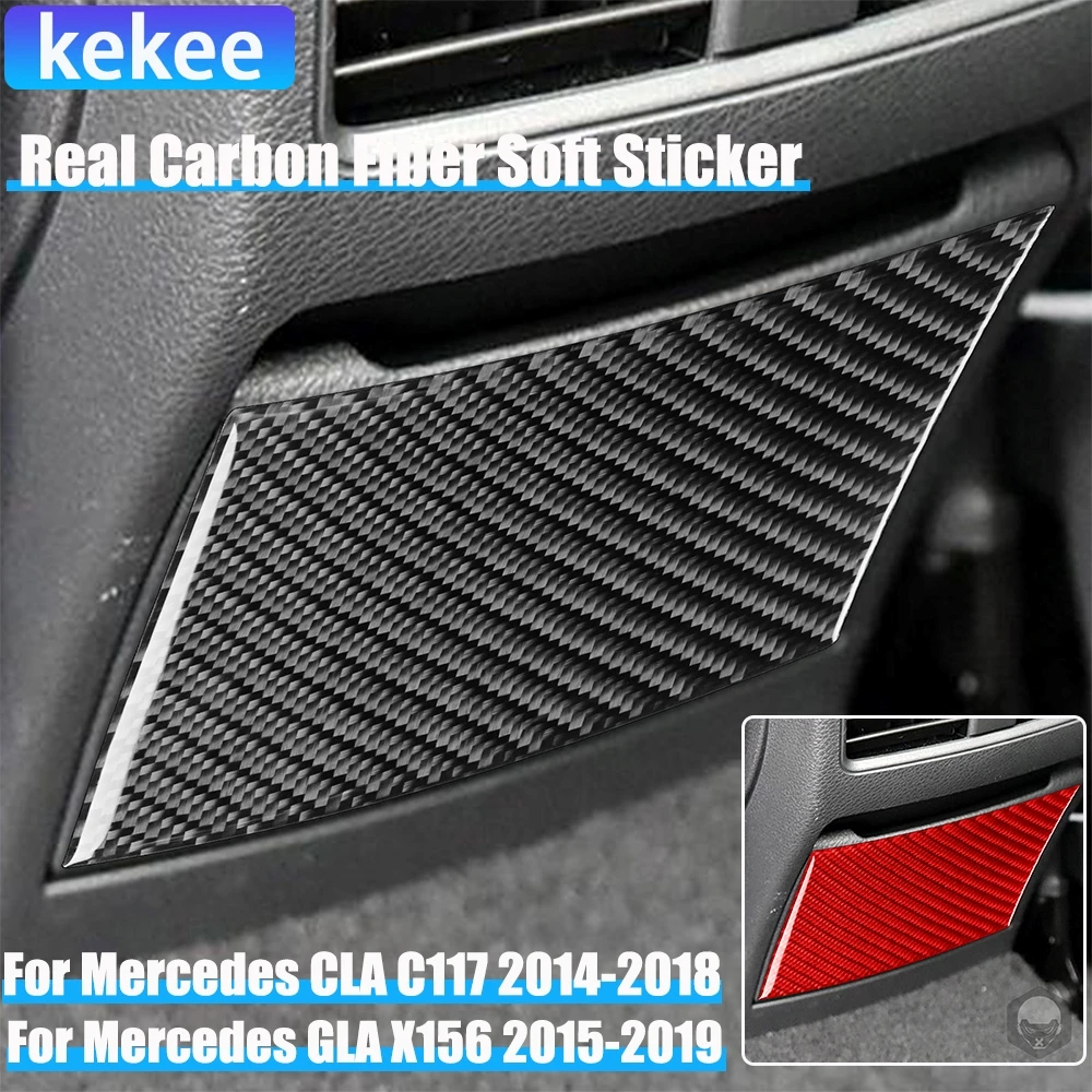 

Real Carbon Fiber Car Accessories Rear Center Storage Cover Soft Sticker For Mercedes CLA C117 2014-2018 GLA X156 2015-2019