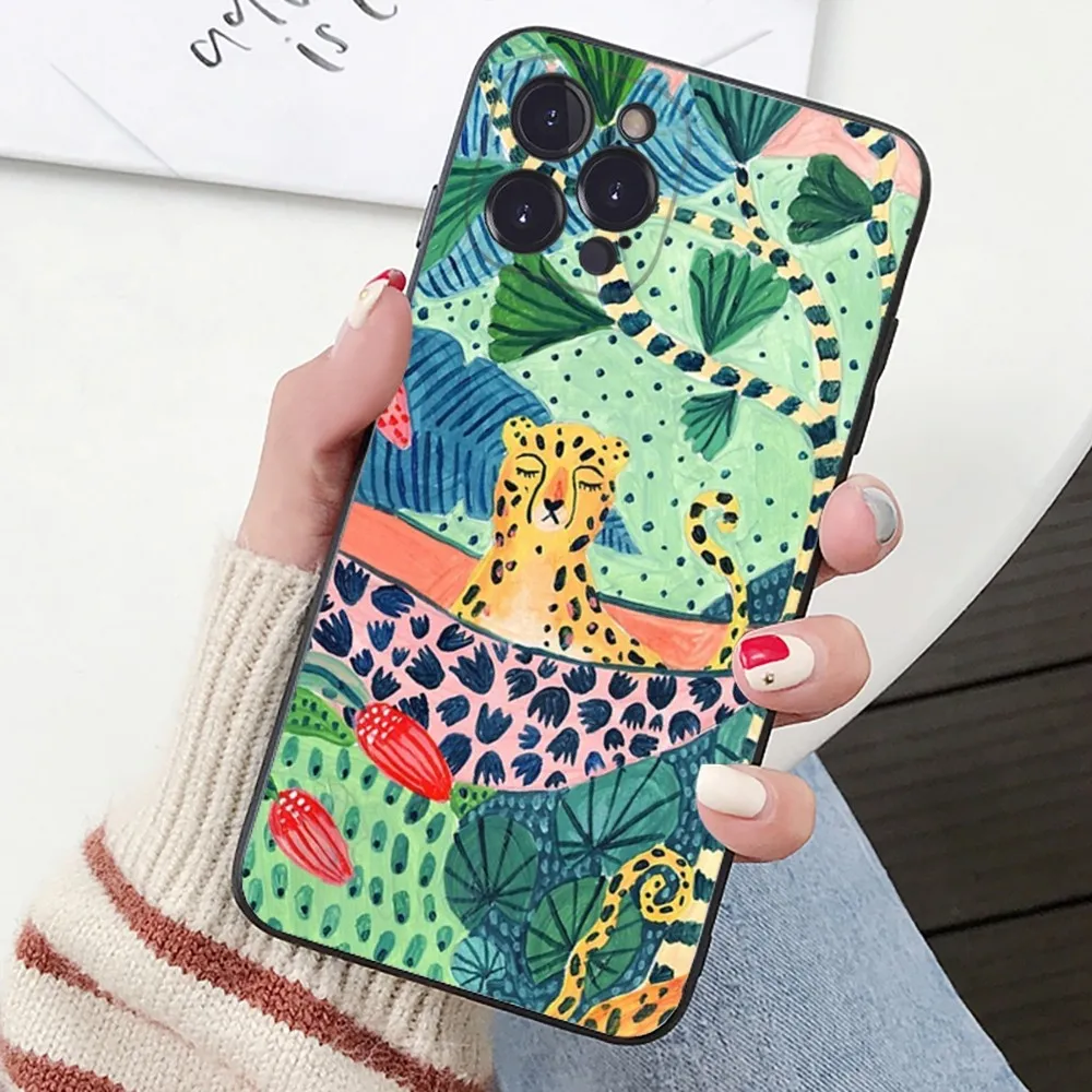 Cute Cartoon Anime Sloth Leopard Phone Case For IPhone 15 8 7 6 6S Plus X SE 2020 XR XS 14 11 12 13 Mini Pro Max Mobile Case