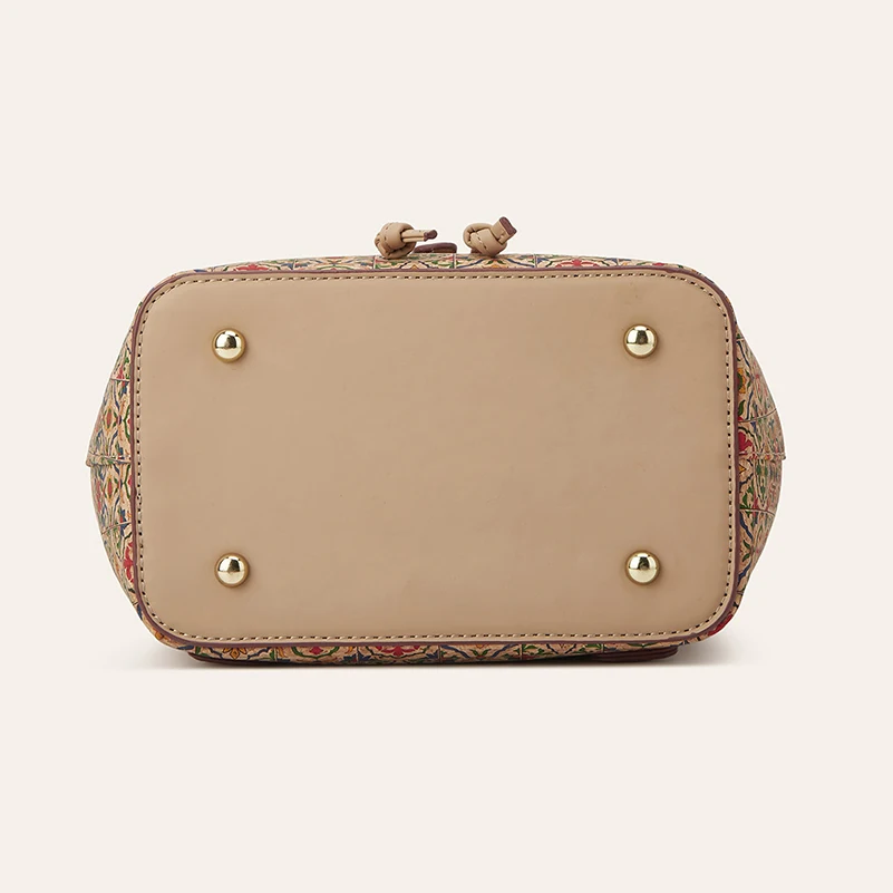 Backpack Bags Retro Cork Leather National Flower Printing  Large Capacity Flap Cover Crossbody Bag - view 5