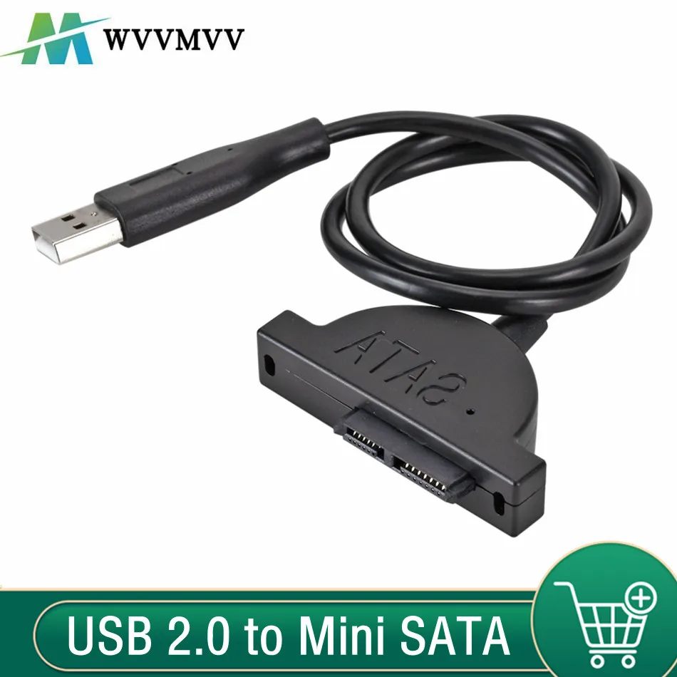 USB 2.0 to Mini Sata II 7+6 13Pin Adapter For Laptop CD/DVD ROM Slimline Drive Converter Cable Screws Steady Style 1Pcs