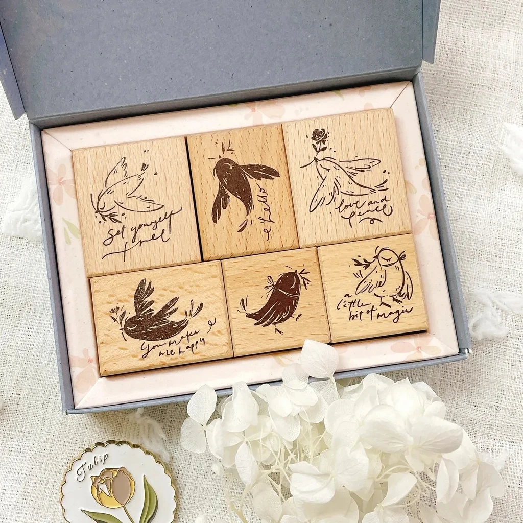 Meow Vintage Love And Peace Wooden Rubber Stamp for DIY Scrapbooking Photo Album Card Making