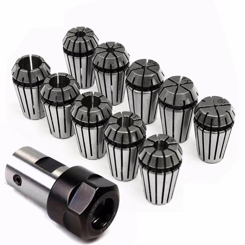 10Pcs Er16 Spring Collet With 1Pcs Motor Shaft 8Mm Extension Rod Holder CNC Milling Tool Engraving Machine 1Mm-10Mm